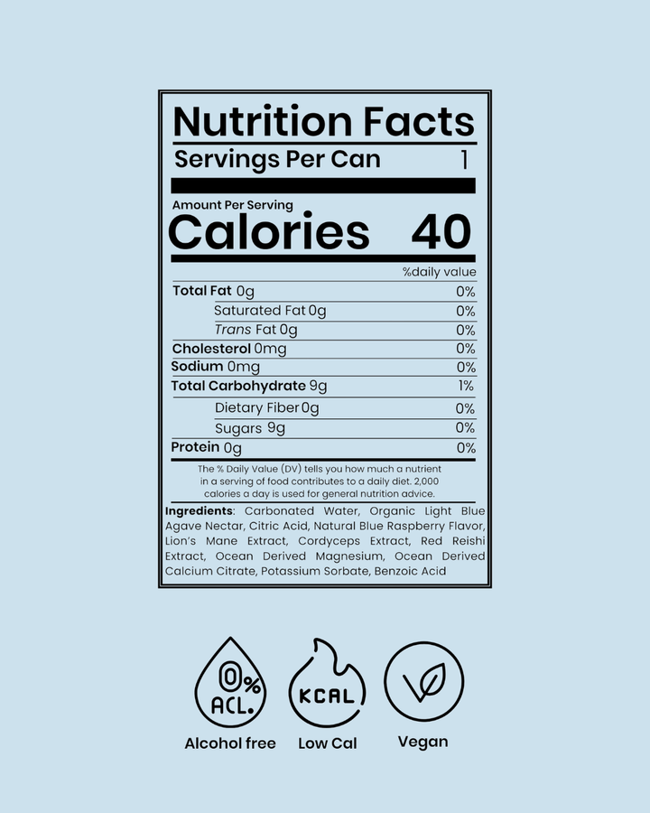 Blue Raspberry Functional Mushroom Drink - 6-Pack