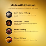 What's inside Mango Mimosa Fungi Fusion: Lion's Mane, Cordyceps and Reishi fruiting body extracts plus mango flavor