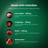 What's inside Watermelon Fungi Fusion: Lion's Mane, Cordyceps and Reishi fruiting body extracts plus watermelon flavor
